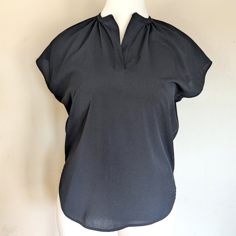 H by Halston Notch Neckline Realxed Fit Short Sleeve Blouse XL